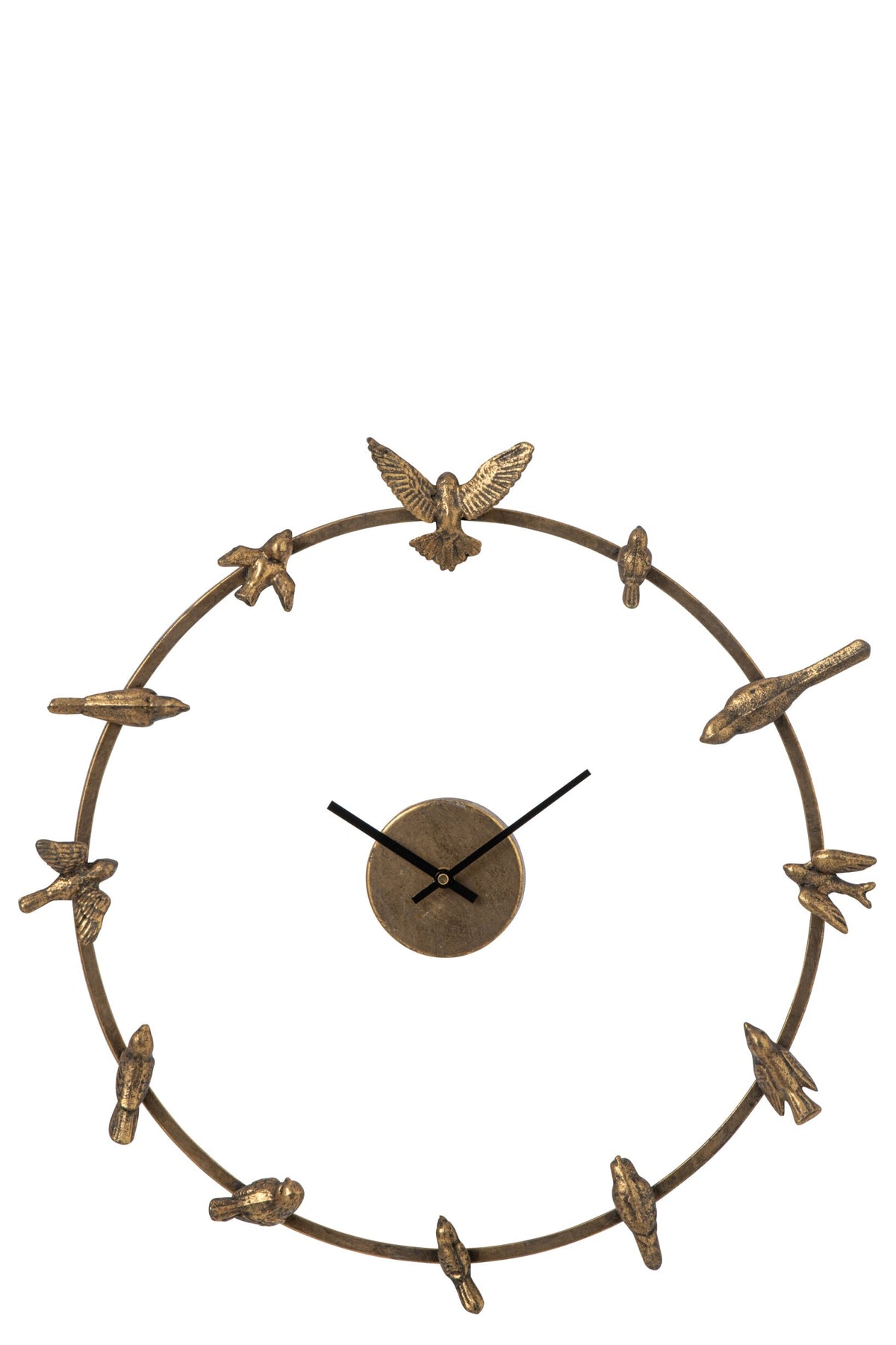 Horloge murale oiseau fer doré – J-line