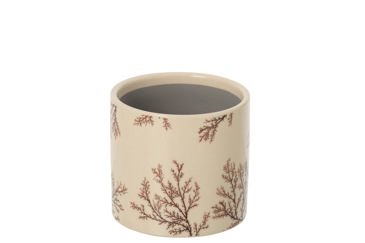Cache-pot branch céramique écru/marron s – J-line