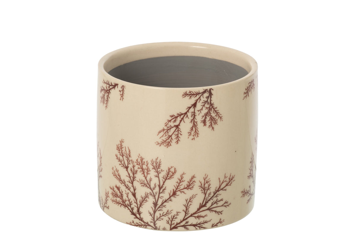 Cache-pot branch céramique écru/marron m – J-line