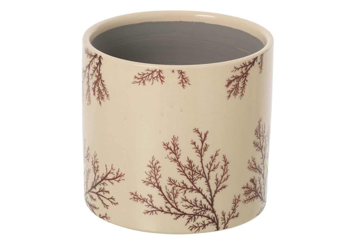 Cache-pot branch céramique écru/marron l – J-line