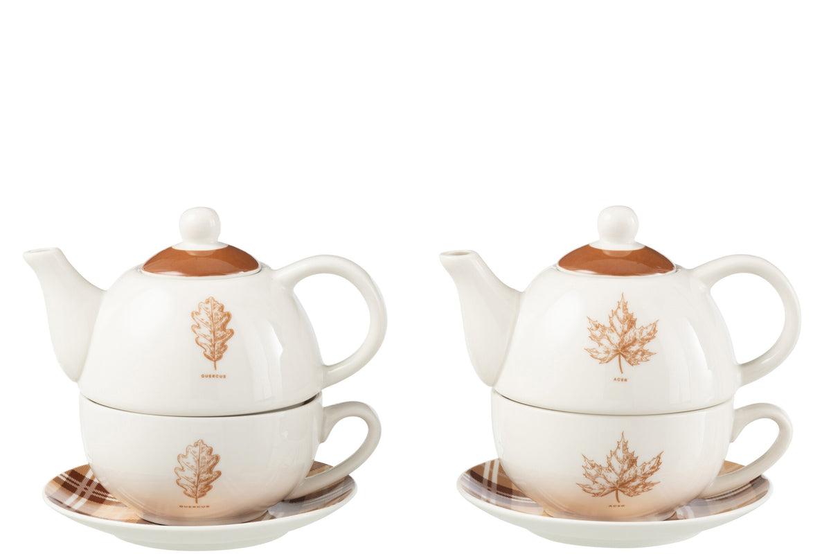 Théière solo feuille boîte cadeau ceramique marron – J-line