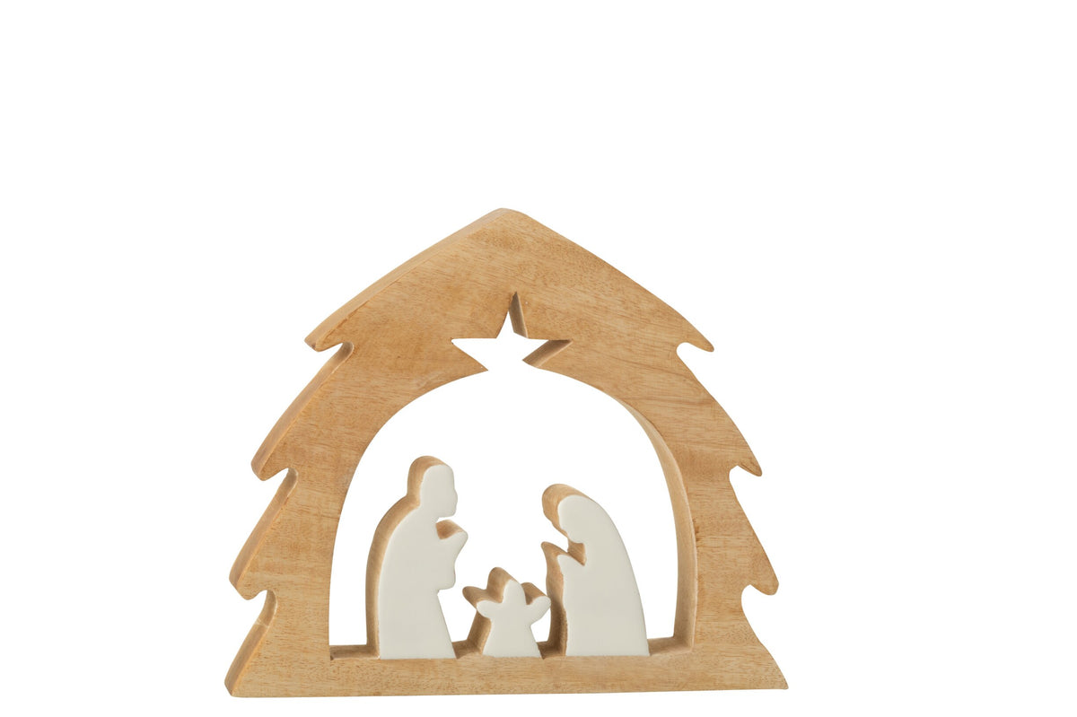 Crèche dans arbre bois de manguier blanc/naturel m – J-line