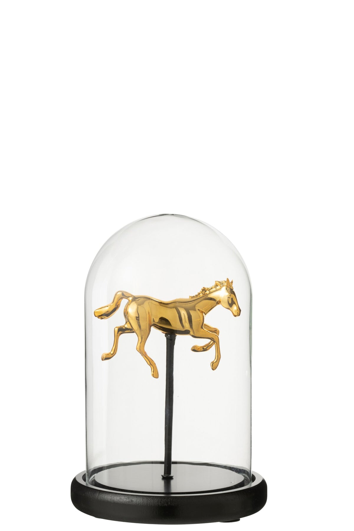 Cloche décorative cheval verre doré/noir s – J-line