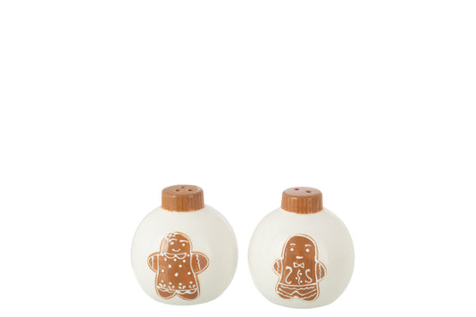 Sel & poivre boule de noël rond dolomite blanc/caramel – J-line