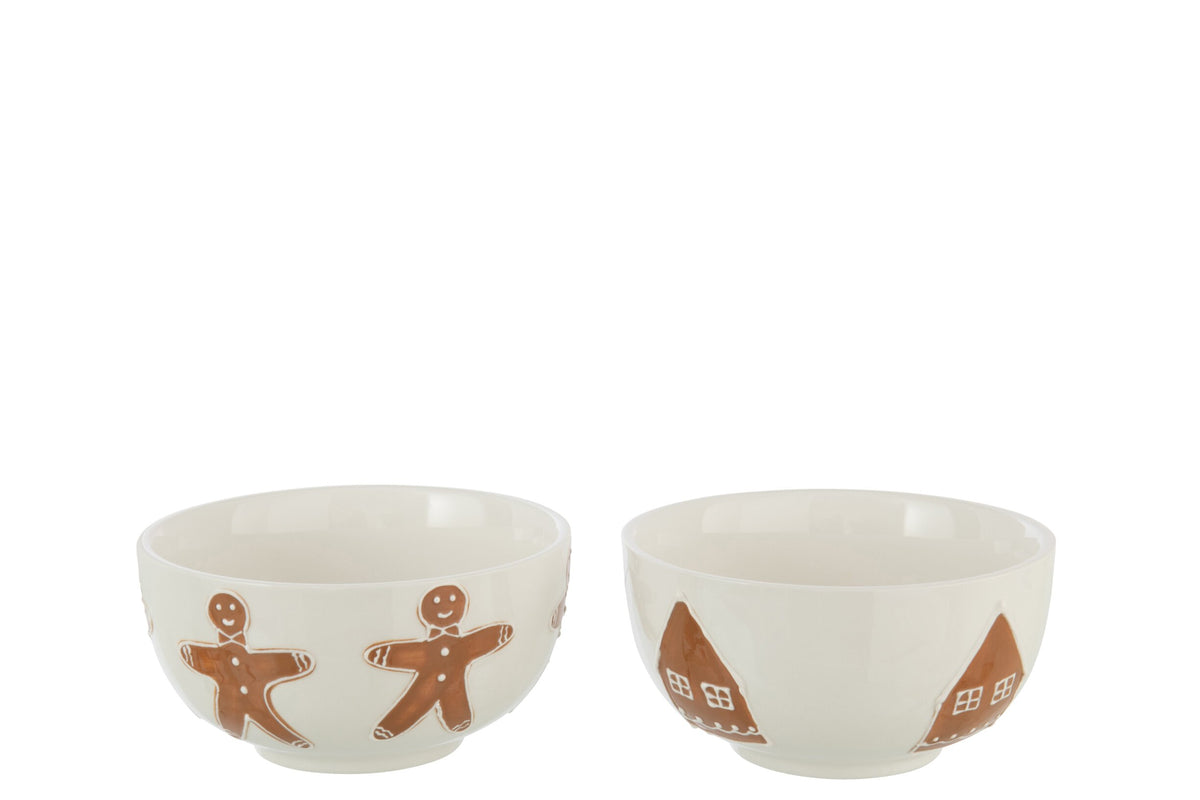 Bol cookie grès blanc/caramel – J-line