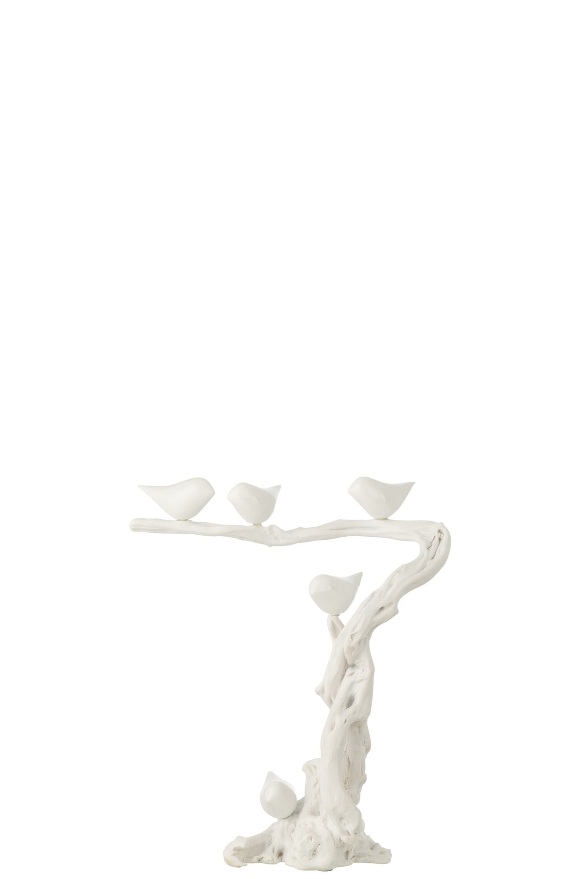 Oiseau sur branche polyrésine blanc s – J-line