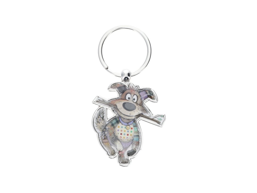 Porte-clés chien au bâton en métal – Bug Art Kooks