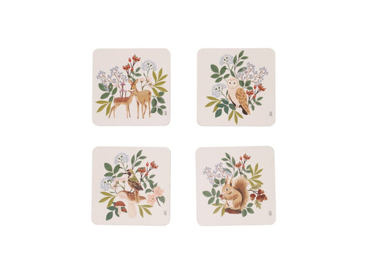 Set de 4 sous-verres en boîte cadeau – Balade en forêt