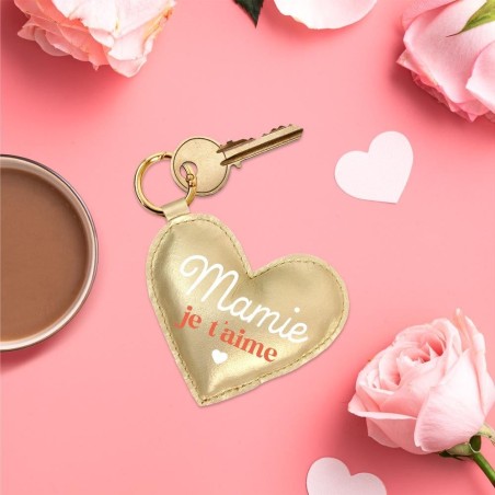 Porte clés coeur mamie je t'aime