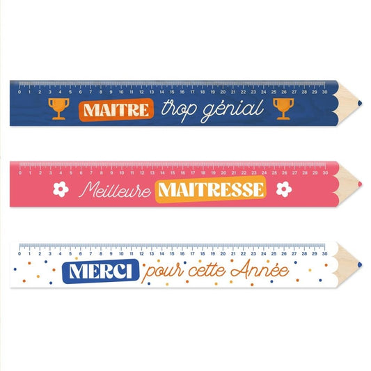 Règle en bois Maitresse / Maitre / Merci