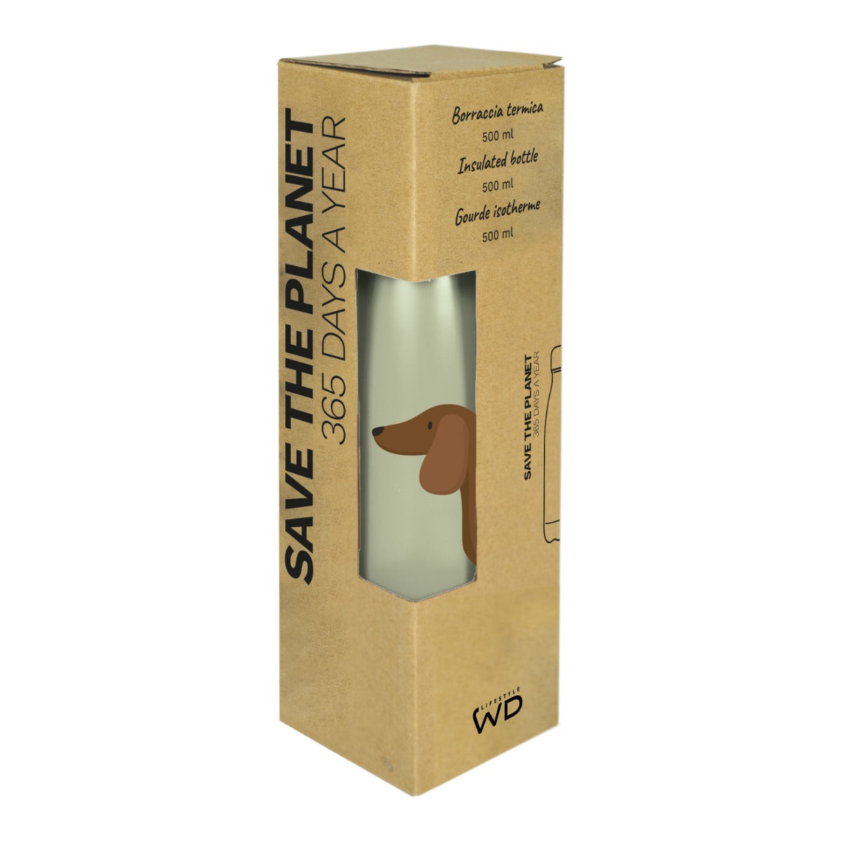Bouteille isotherme chiens 500 ml en inox – vue 3