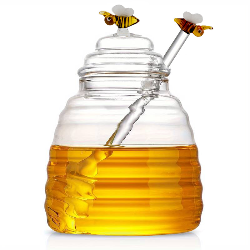 Pot à miel en verre avec décor abeilles 500 ml