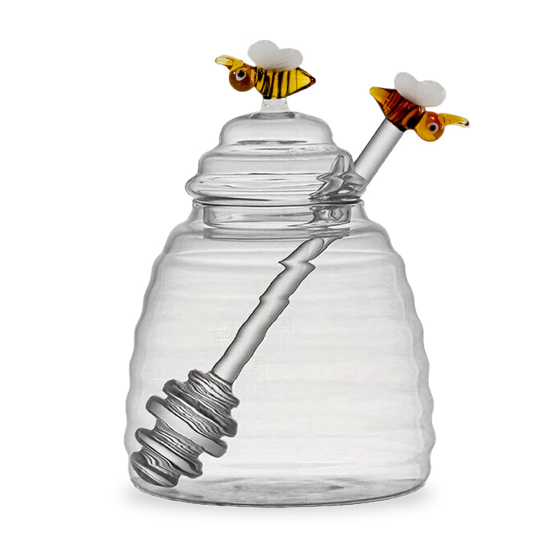 Pot à miel en verre avec décor abeilles 500 ml – vue 2