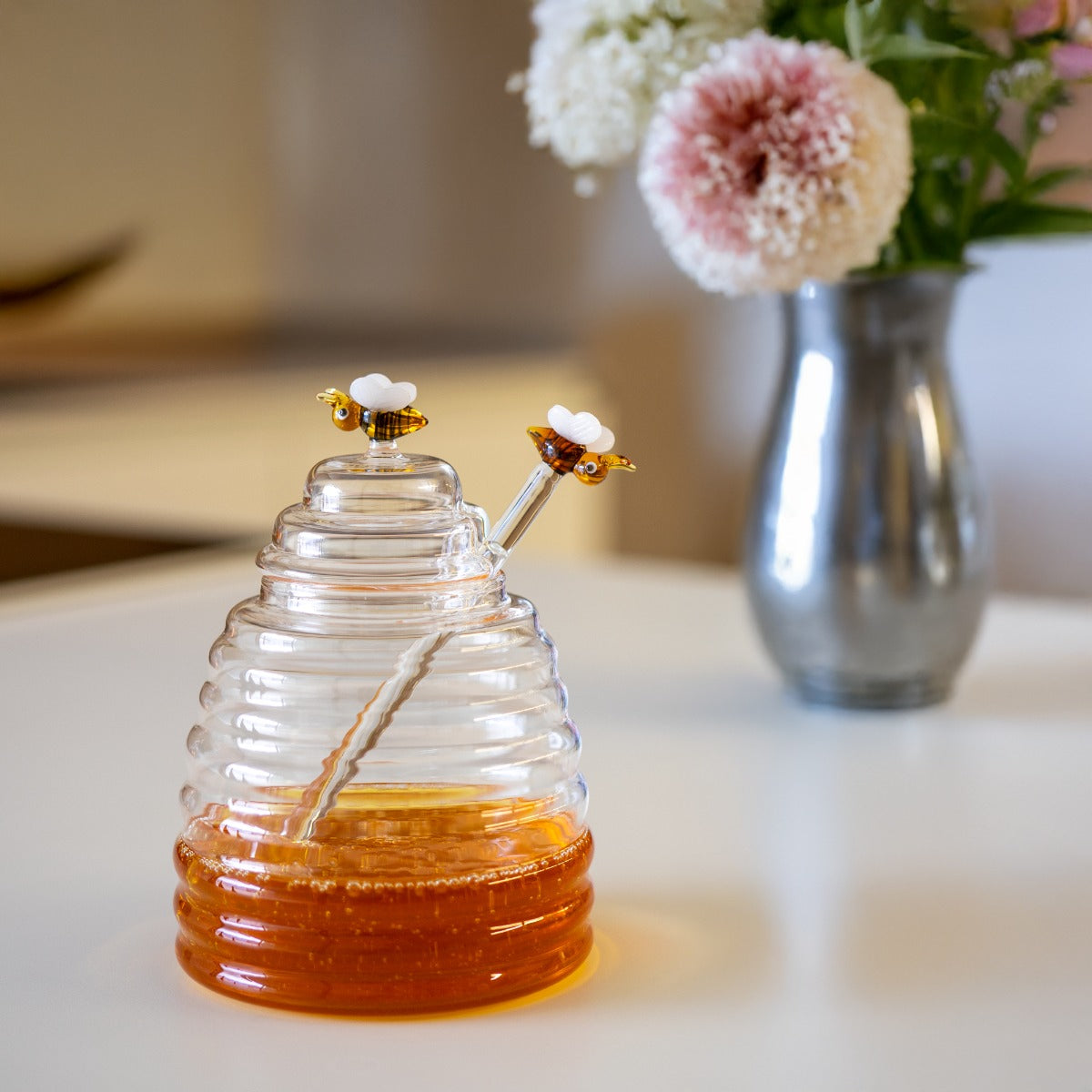 Pot à miel en verre avec décor abeilles 500 ml – vue 3