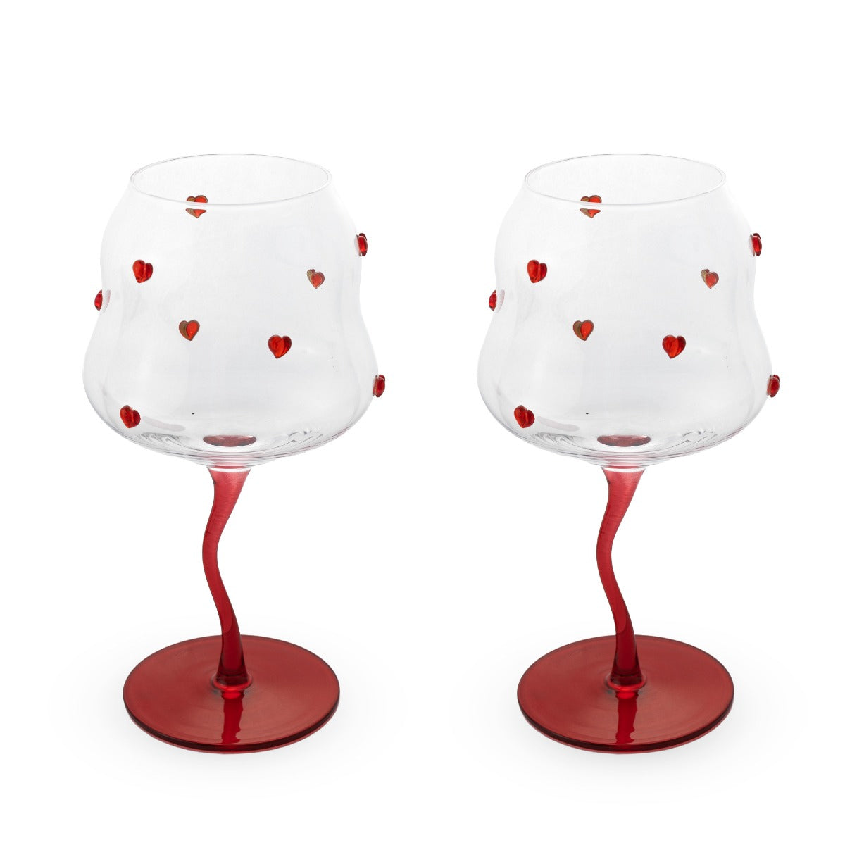 Set de 2 verres à cocktail cœurs rouges 450 ml