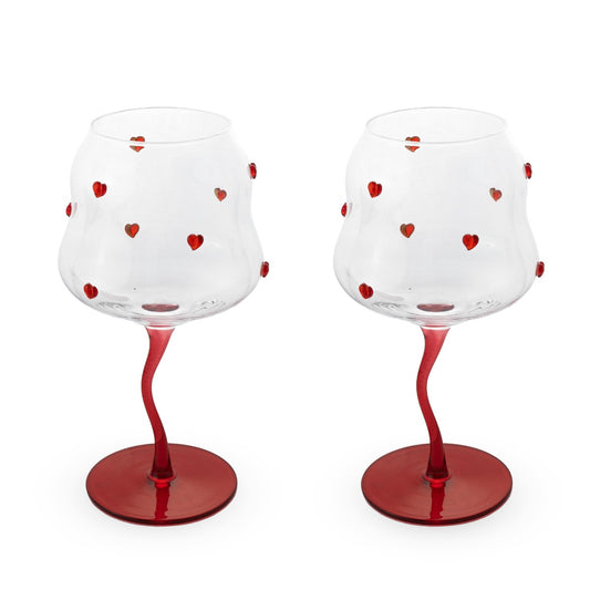 Set de 2 verres à cocktail cœurs rouges 450 ml
