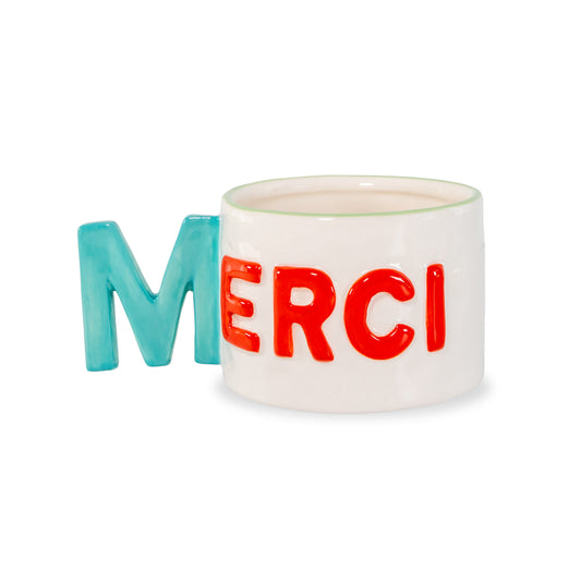 Tasse Merci en grès blanc 440 ml – cadeau remerciement