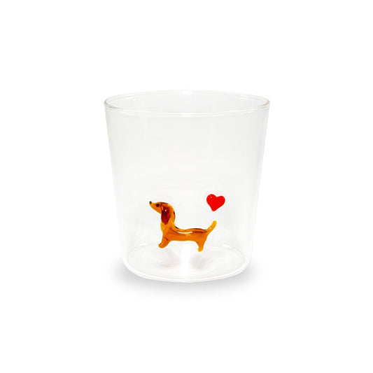 Verre décor teckel en borosilicate 250 ml